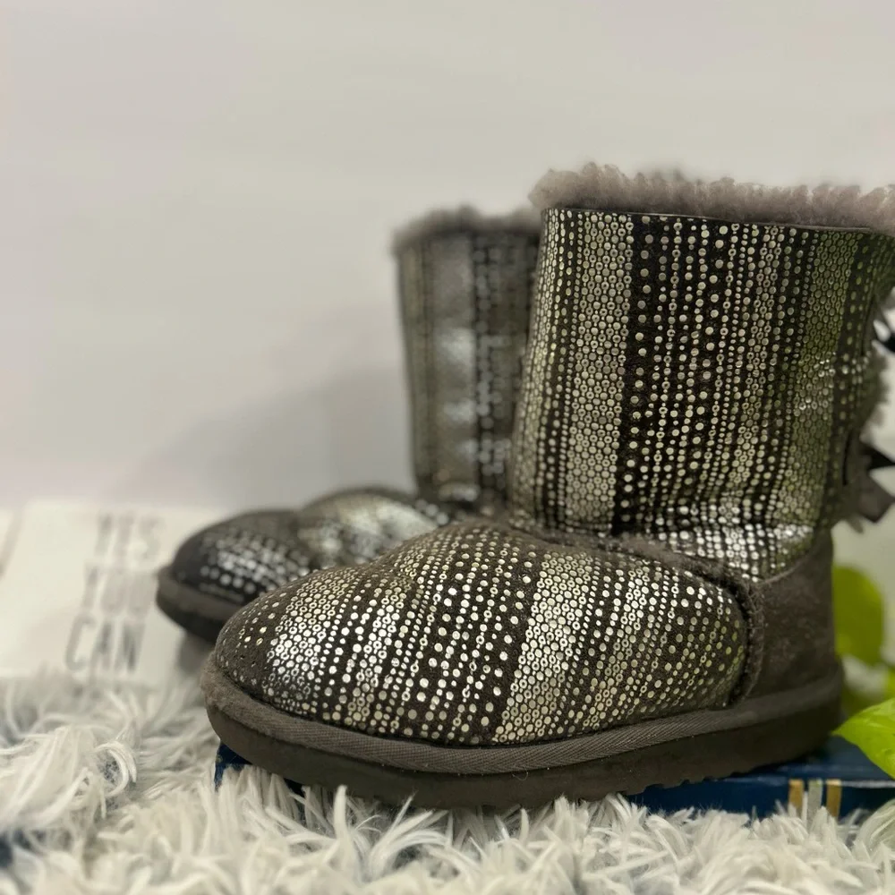 UGG Kids Boots in Glittery Silver and Gray